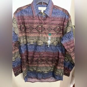 Vintage Cabelas Shirt Men Small Southwestern Aztec Chamois Cloth Flannel Button